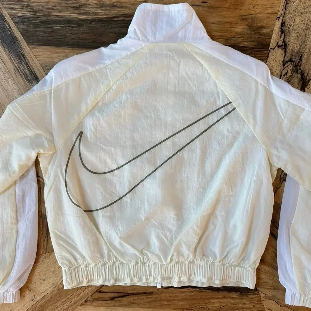 Nike Kids Crop Track Jacket Cream White Girls Youth Medium M FB1267-113